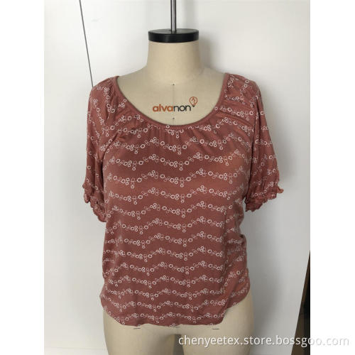 Round neck checked with short sleeves